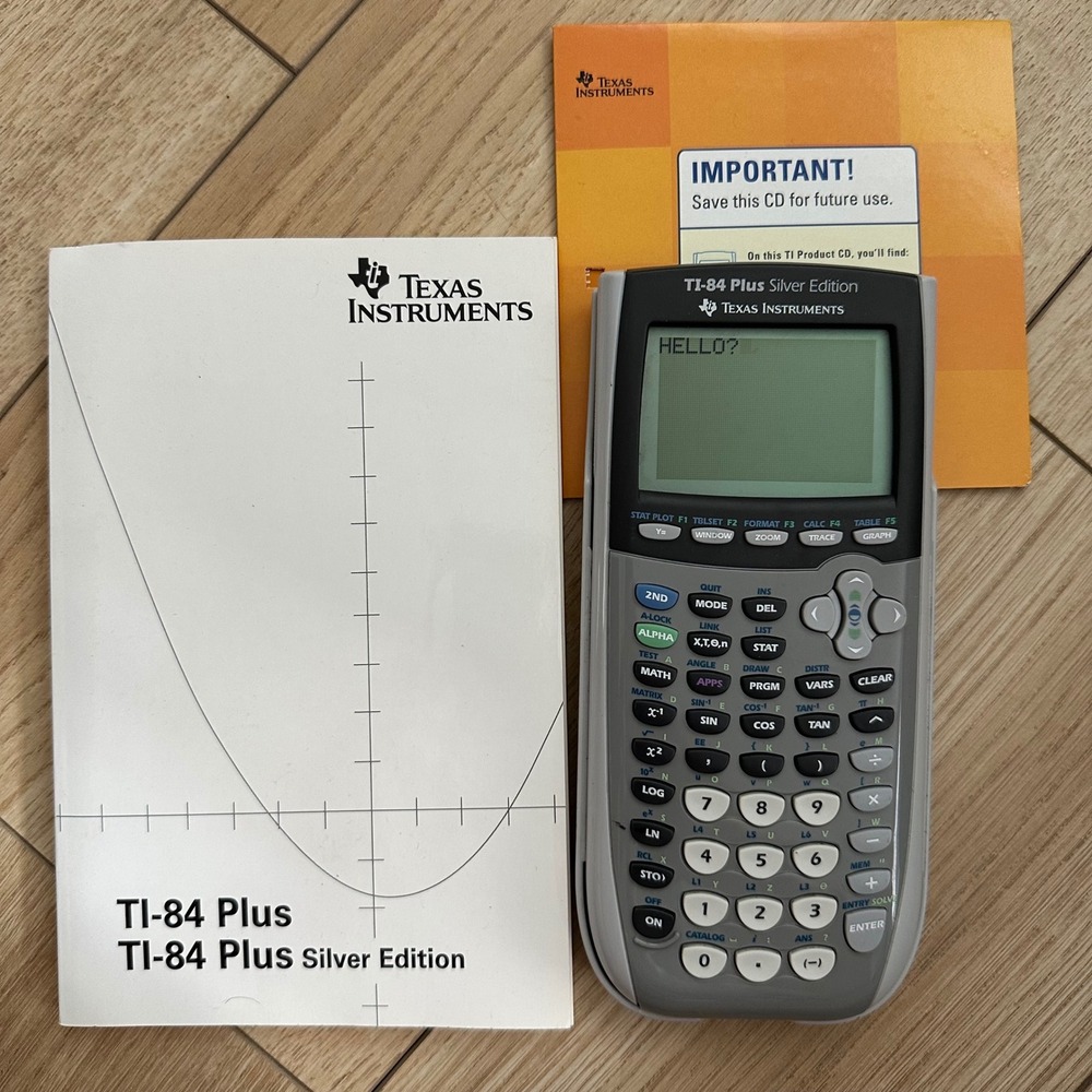 Texas Instruments TI-84 Plus Silver Edition Graphing Calculator Gray Manual CD